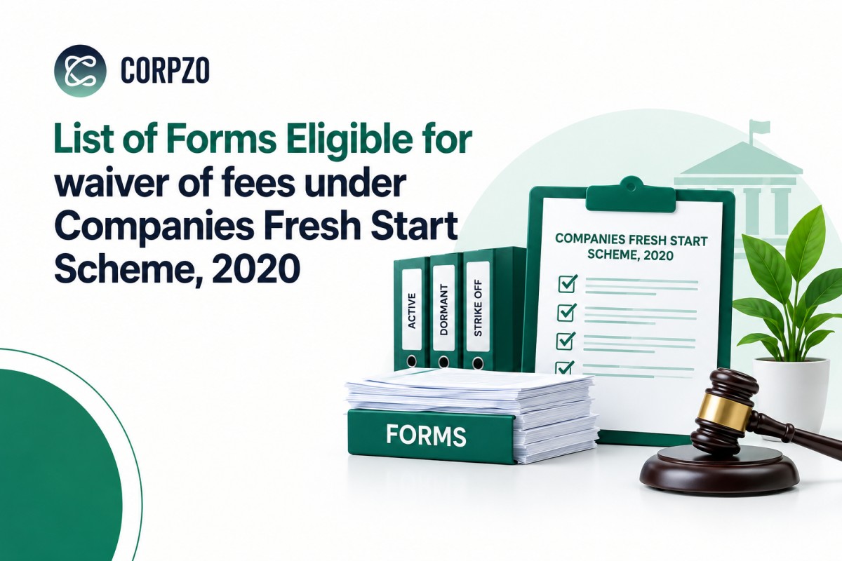 List of Forms Eligibile for waiver of fees under Companies Fresh Start Scheme, 2020